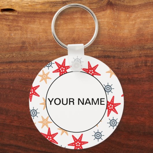 Funny Seastars and Steerwheels Pattern Sleutelhanger (Voorkant)