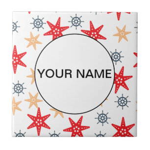 Funny Seastars and Steerwheels Pattern Tegeltje