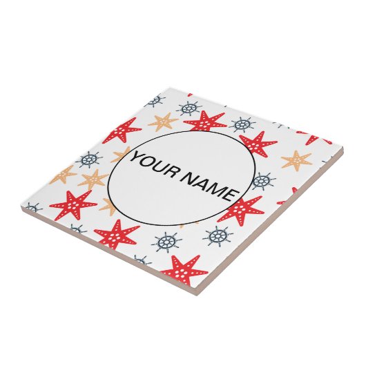 Funny Seastars and Steerwheels Pattern Tegeltje (Zijkant)