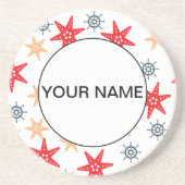 Funny Seastars and Steerwheels Pattern Zandsteen Onderzetter (Voorkant)