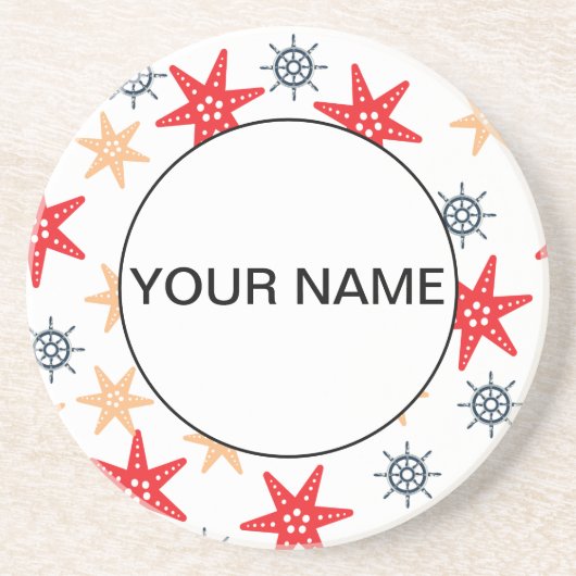 Funny Seastars and Steerwheels Pattern Zandsteen Onderzetter (Voorkant)