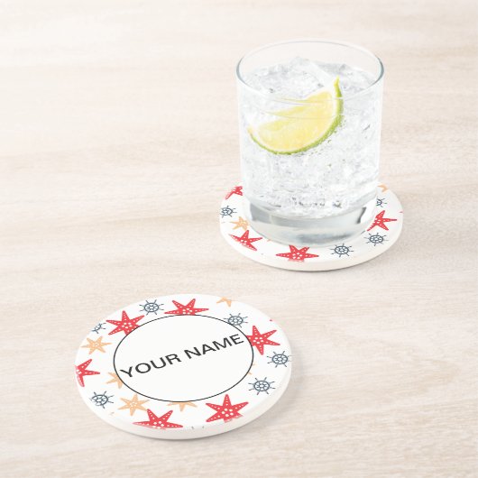 Funny Seastars and Steerwheels Pattern Zandsteen Onderzetter (Zijkant)