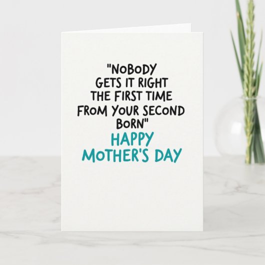 Funny Second Born Mother Card Kaart (Voorkant)