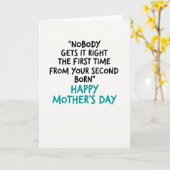 Funny Second Born Mother Card Kaart (Gele Bloem)