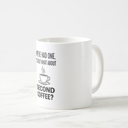 Funny Second Coffee Quote Minimal Line Art Mug Koffiemok (Voorkant rechts)