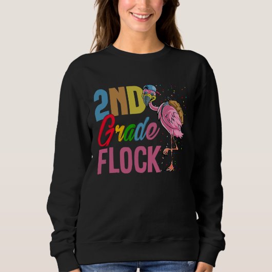 Funny Second Grade Flock Pink Flamingo First Day O Trui (Voorkant)
