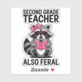 Funny Second Grade Teacher Cute Feral Animal Sticker (Vel)