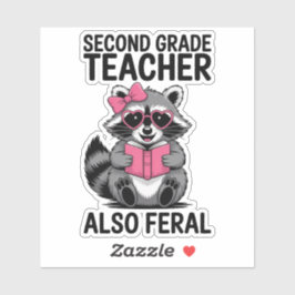 Funny Second Grade Teacher Cute Feral Animal Sticker