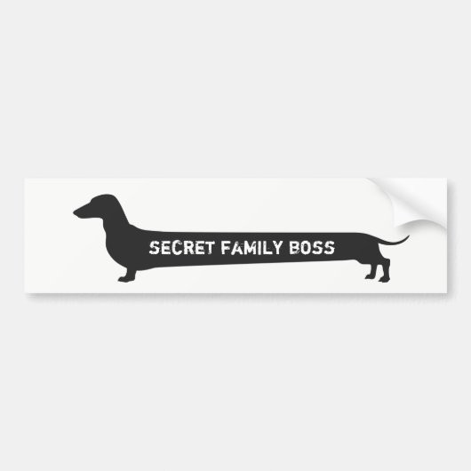 Funny "Secret family baas" dachshund silhouette Bumpersticker (Voorkant)