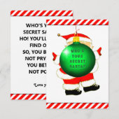 Funny Secret Santa Christmas Kaart (Voorkant / Achterkant)