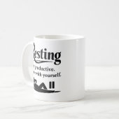 Funny Self Care Mug – Resting Is Productive Koffiemok (Voorkant links)
