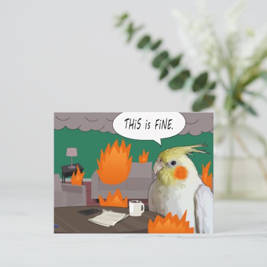 Funny Self Isolating Cockatiel Home Quarantine Briefkaart (Staand voorkant)