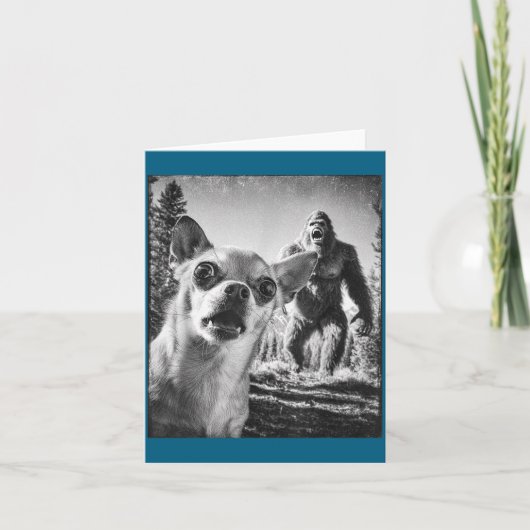Funny Selfie Cryptid Chihuahua Humor Sasquatch Big Kaart (Voorkant)