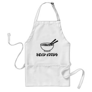 Funny Send Noods Chinese voedselkaak Pocket Apron Standaard Schort