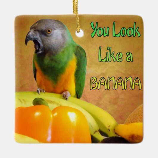 Funny Senegal Parrot Banana Keramisch Ornament (Voorkant)