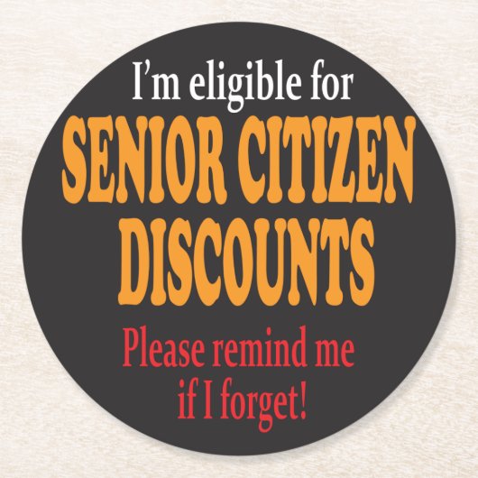 Funny Senior Citizen Kortingen Ronde Kartonnen Onderzetter (Voorkant)