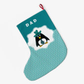 Funny Senior Penguin Pap's kerstkussen Grote Kerstsok (Achterkant (Hangend))