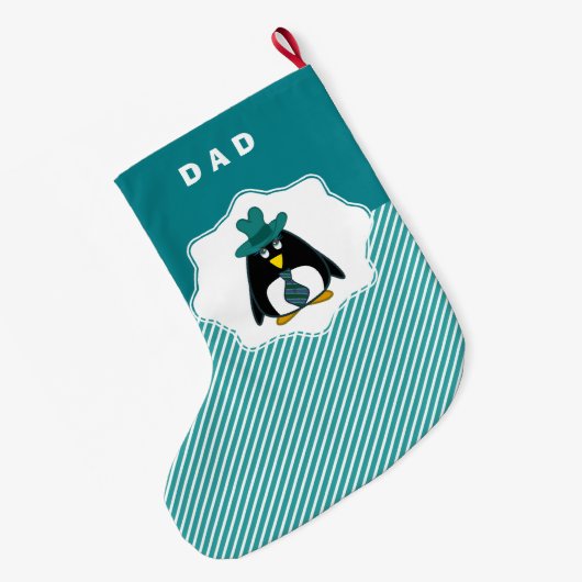 Funny Senior Penguin Pap's kerstkussen Grote Kerstsok (Achterkant (Hangend))