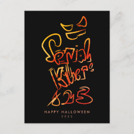 Funny Serial Killer Typography Spooky Pumbkin Briefkaart