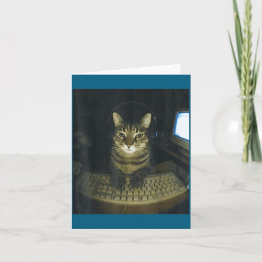 Funny Serious Gamer Cat Lovers Stud Kitty Cat Meme Kaart (Voorkant)