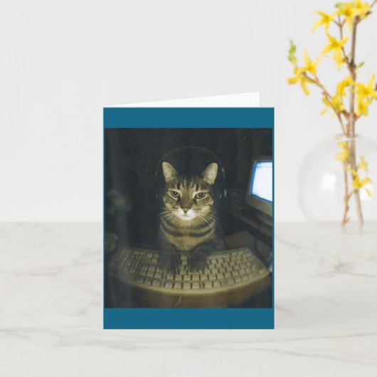 Funny Serious Gamer Cat Lovers Stud Kitty Cat Meme Kaart (Gele Bloem)