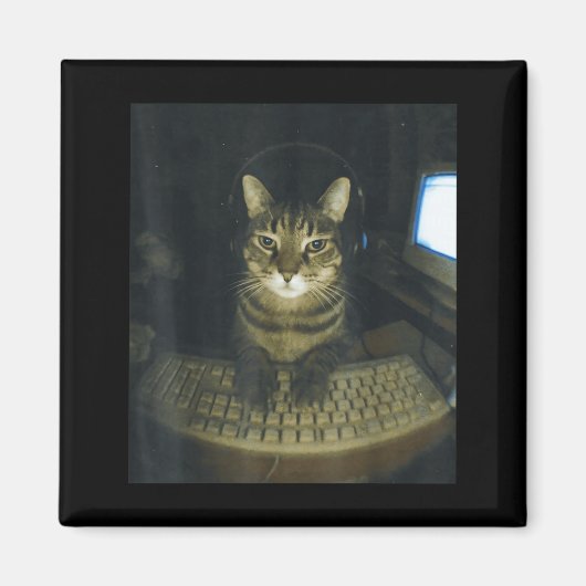 Funny Serious Gamer Cat Lovers Stud Kitty Cat Meme Magneet (Voorkant)