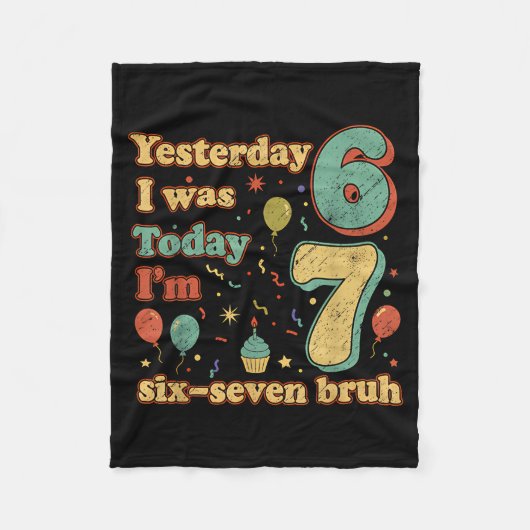 Funny Seven Year Old Birthday Six Seven Bruh Meme  Fleece Deken (Voorkant)