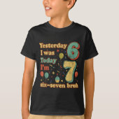 Funny Seven Year Old Birthday Six Seven Bruh Meme  T-shirt (Voorkant)