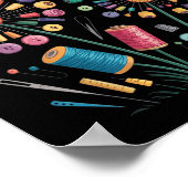 Funny Sewing Dandelion Flowers Thread Buttons Quil Poster (Hoek)