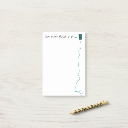 Funny Sewing Design Aqua Post-it® Notes (Op bureau)