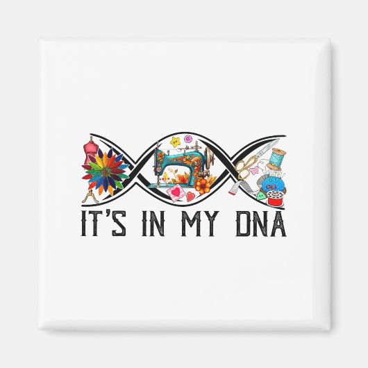 Funny Sewing Quilter Sewer Dna Quilting Hobby Craf Magneet (Voorkant)