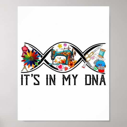Funny Sewing Quilter Sewer Dna Quilting Hobby Craf Poster (Voorkant)