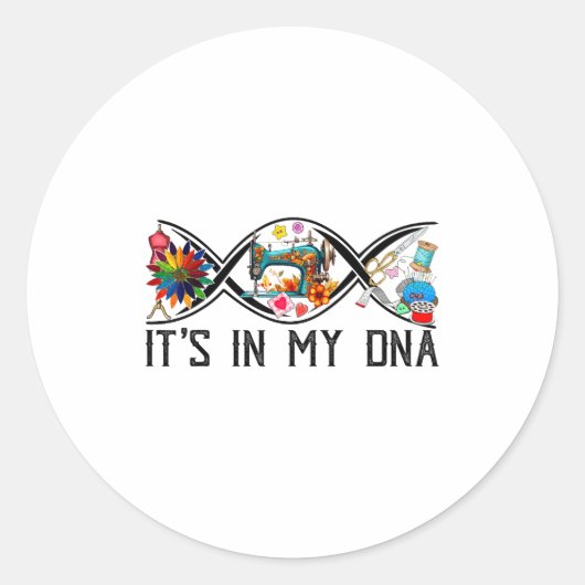 Funny Sewing Quilter Sewer Dna Quilting Hobby Craf Ronde Sticker (Voorkant)