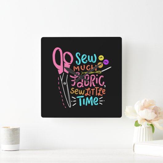 Funny Sewing - Sew Much Fabric Vierkante Klok (Huis)