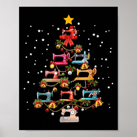 Funny Sey Machine met kerstboom Poster (Voorkant)