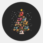 Funny Sey Machine met kerstboom Ronde Sticker (Voorkant)