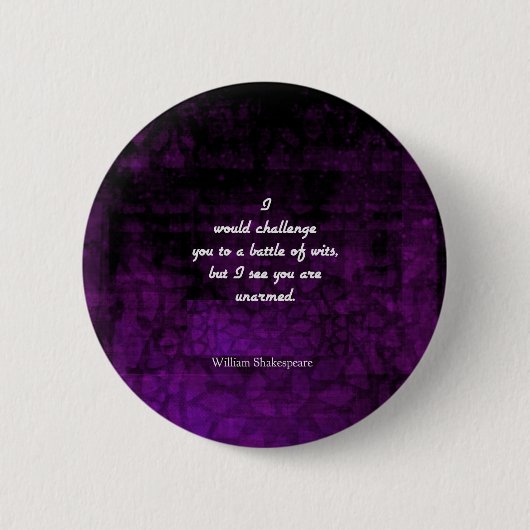Funny Shakespeare Insult Quotation Elizabeth Ronde Button 5,7 Cm (Voorkant)