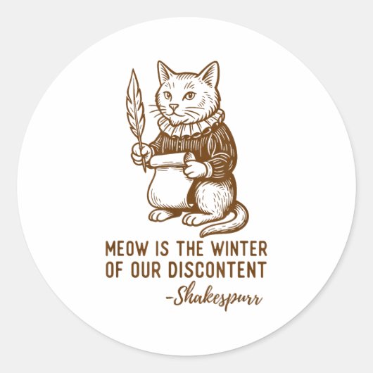 Funny Shakespeare Quote Cat Shakespurr  Ronde Sticker (Voorkant)