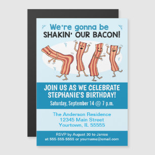 Funny Shakin' Our Bacon Birthday Party Invitation Magnetische Uitnodiging