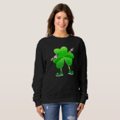 Funny Shamrock Draag zonnebrillen Dab Dancer St Pa Trui (Voorkant volledig)