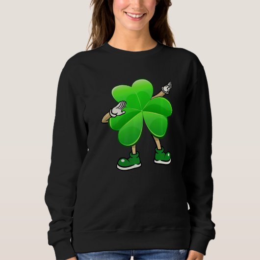 Funny Shamrock Draag zonnebrillen Dab Dancer St Pa Trui (Voorkant)