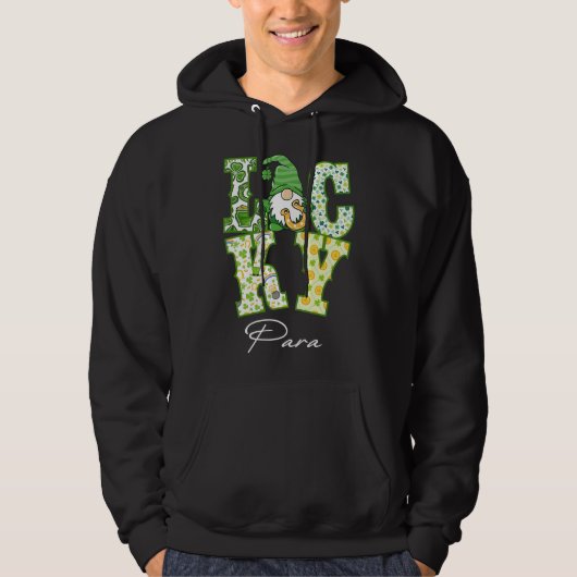 Funny Shamrock Gnome Luck Para St Patricks Day Iri Hoodie (Voorkant)