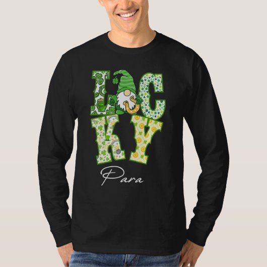 Funny Shamrock Gnome Luck Para St Patricks Day Iri T-shirt (Voorkant)