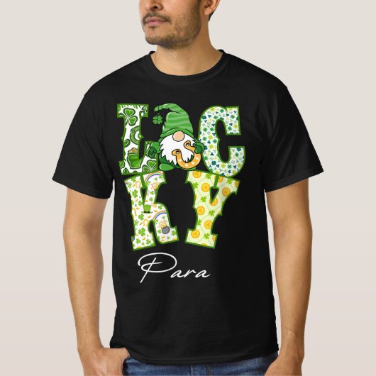 Funny Shamrock Gnome Luck Para St Patricks Day Iri T-shirt (Voorkant)