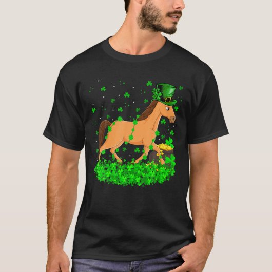 Funny Shamrock Leprechaun Pet Horse St. T-shirt (Voorkant)