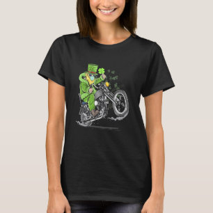 Funny Shamrock Leprechaun Pet Motorcycle St Patric T-shirt