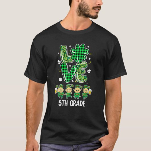 Funny Shamrock Love 5th Grade Leprechaun P T-shirt (Voorkant)