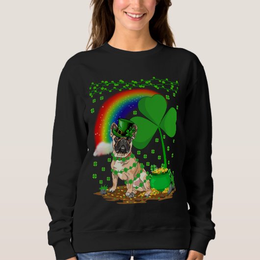 Funny Shamrock Rainbow French Bulldog St Patrick S Trui (Voorkant)