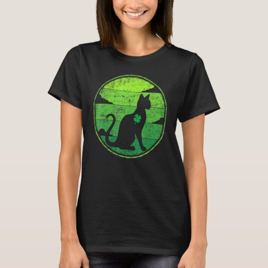 Funny Shamrock Retro  Siamese Cat St. Patri T-shirt (Voorkant)