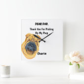 Funny Shar pei Dog Dad Waterverf Canine Art Vierkante Klok (Huis)